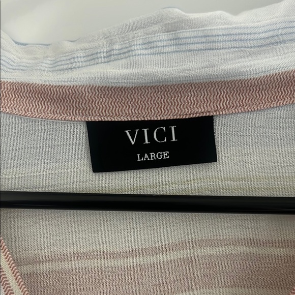 Vici Blue and White Button Down Shirt with Notched Collar - Picture 2 of 5